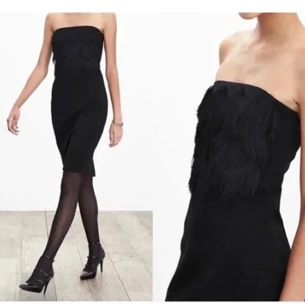 Banana republic fringe detail strapless mini dress EUC size 2 petite